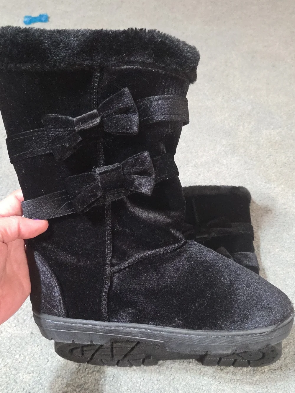 New Jcpenney Black Faux-Fur Bow Winter Boots for Women 7/8
